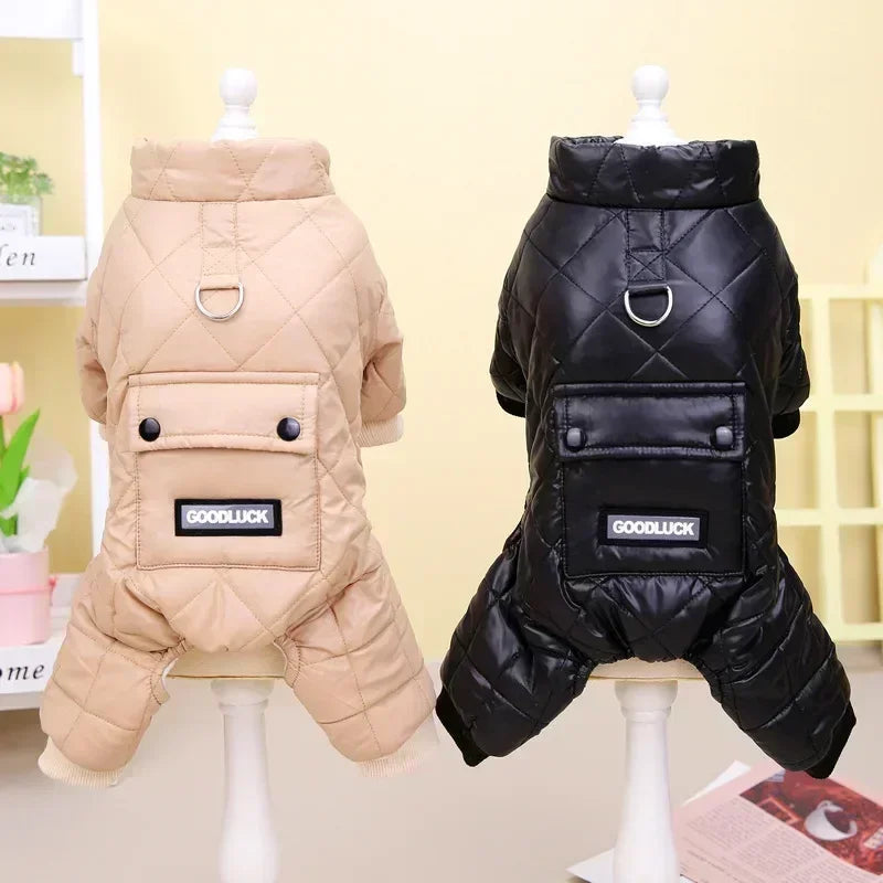 Quilted Four-Leg Dog Jumpsuit with Snap Front