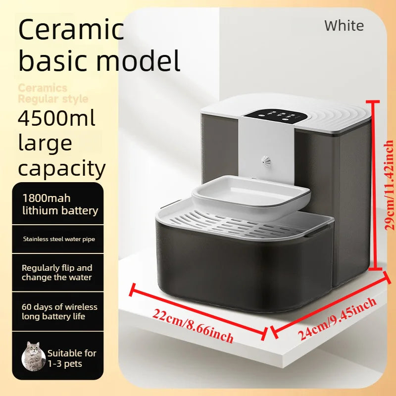 4.5L Tilting Pet Water Dispenser with Ceramic Bowl