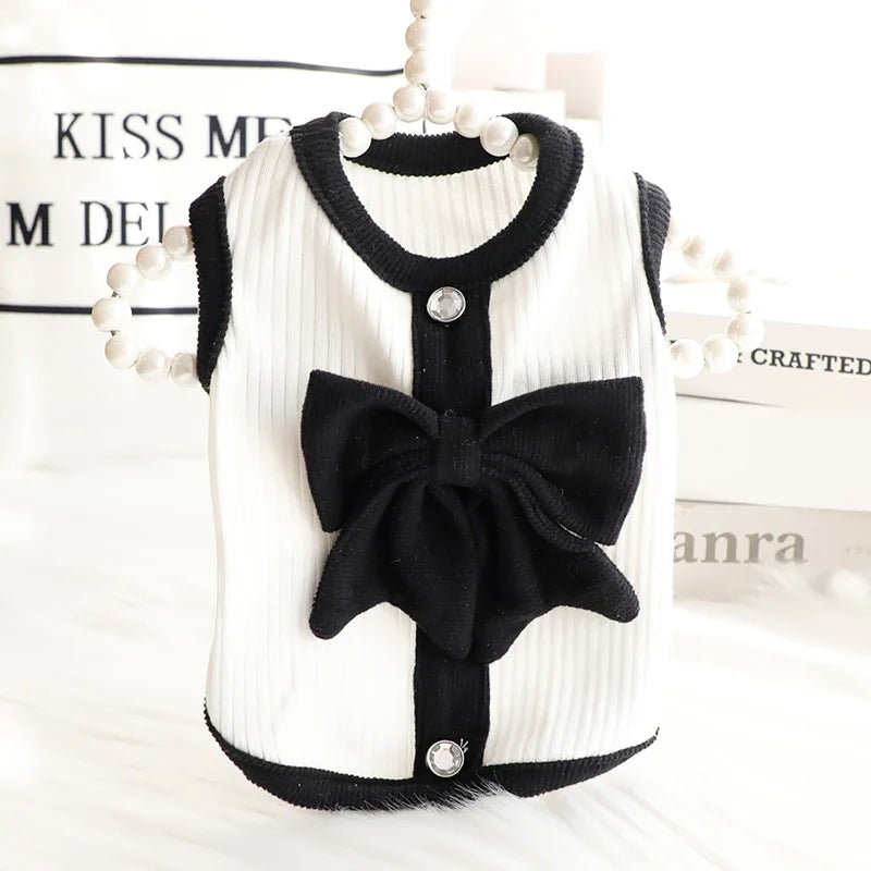 Black Bow Pet Occasion Outfit, Dress or Vest