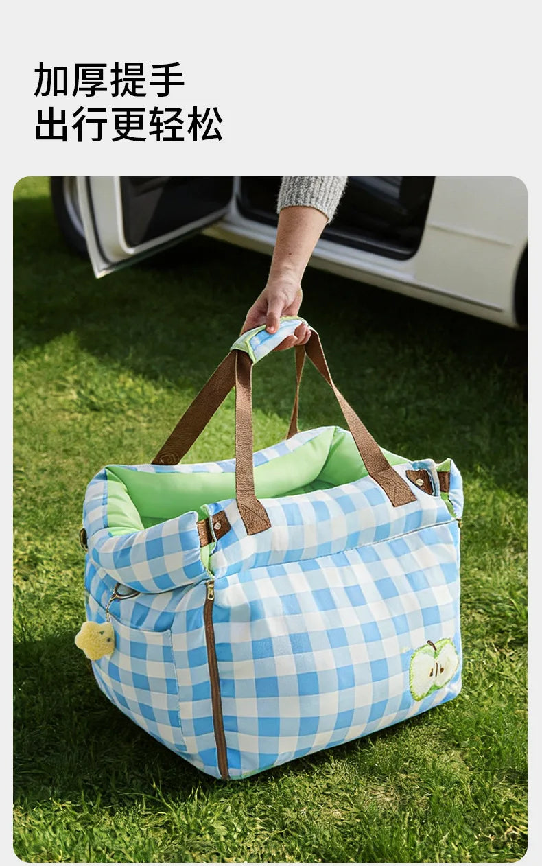 Pastel Pet Travel Bed with Carry Handles & Padded Sides