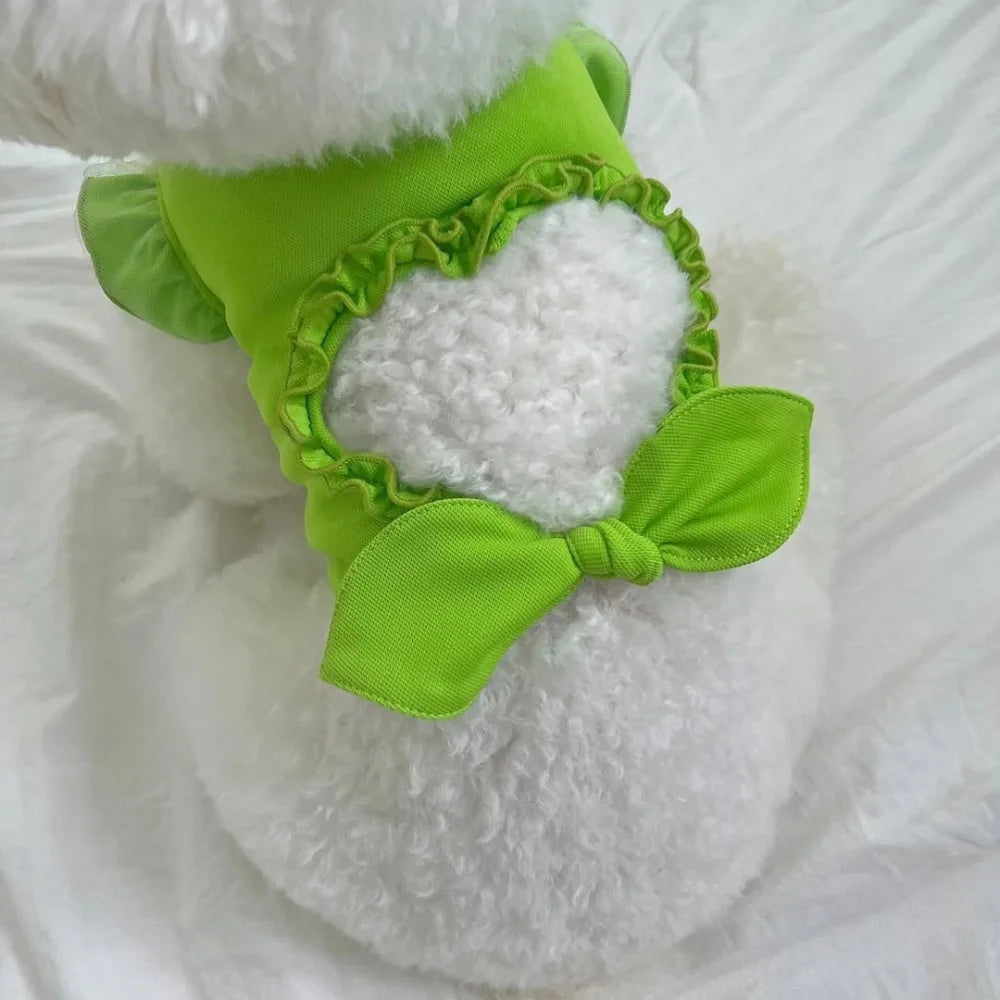 Heart-Cutout Ruffle Pet Top & Matching Hat Set