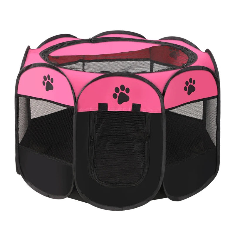 Foldable Octagonal Pet Playpen with Mesh Top