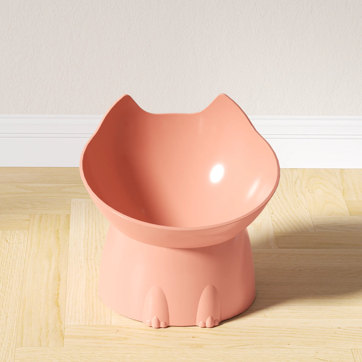 Raised Cat Bowl with Tilted Edge in Five Colors