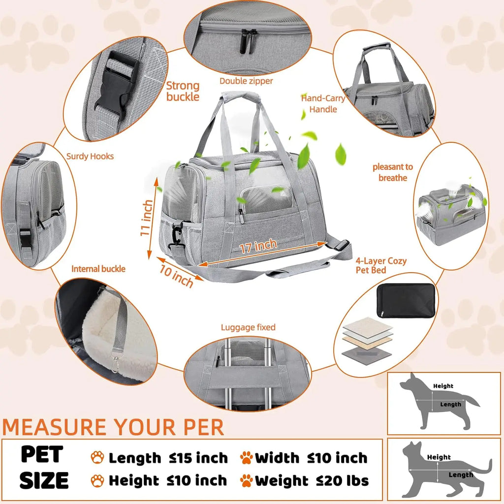 Soft-Sided Pet Carrier with Top Access & Shoulder Strap