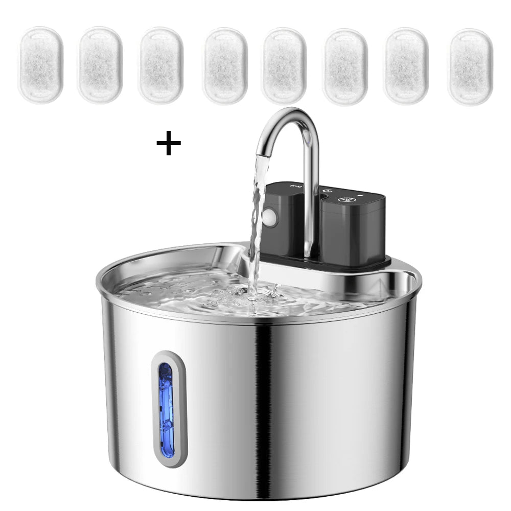 Stainless Steel Motion-Sensor Pet Water Fountain, 2L–2.2L