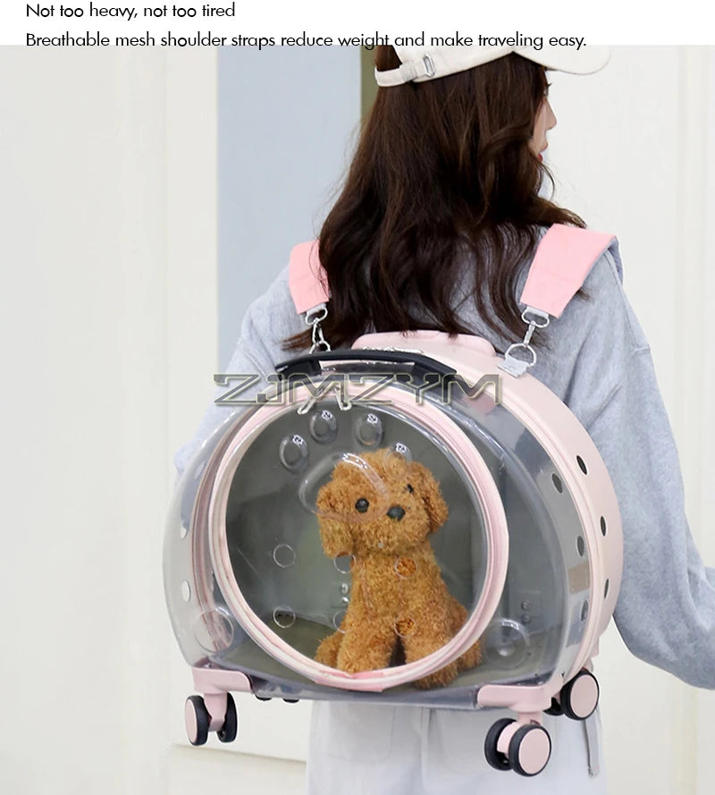 Bubble Pet Carrier Backpack with Wheels & Round Front Opening