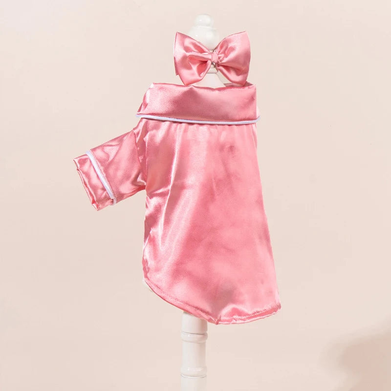 Satin-Look Pet Pajama Shirt with Contrast Piping