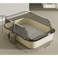 Open-Top Cat Litter Tray with Translucent Splash Guard