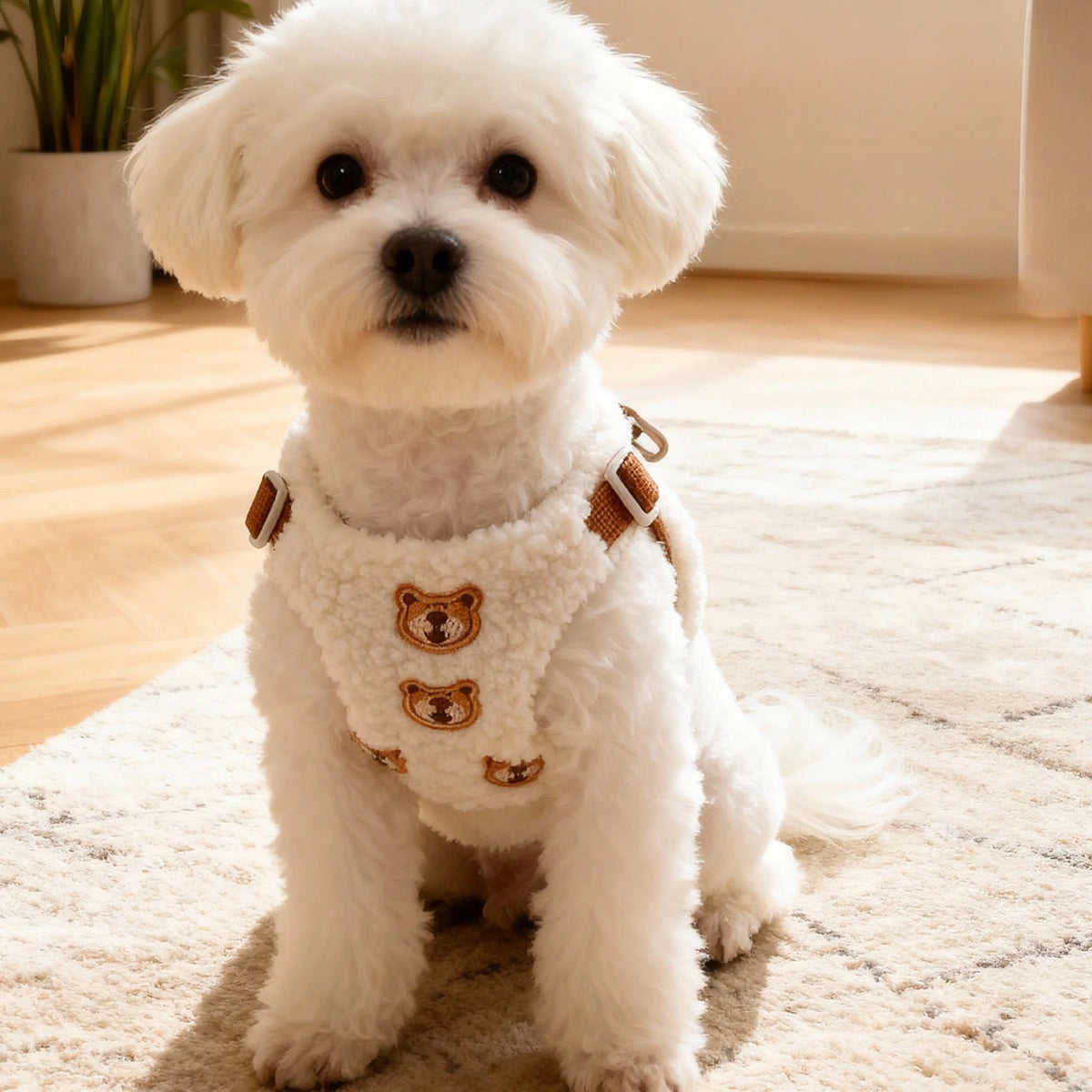 Teddy-Texture Bear Pet Harness & Leash Set