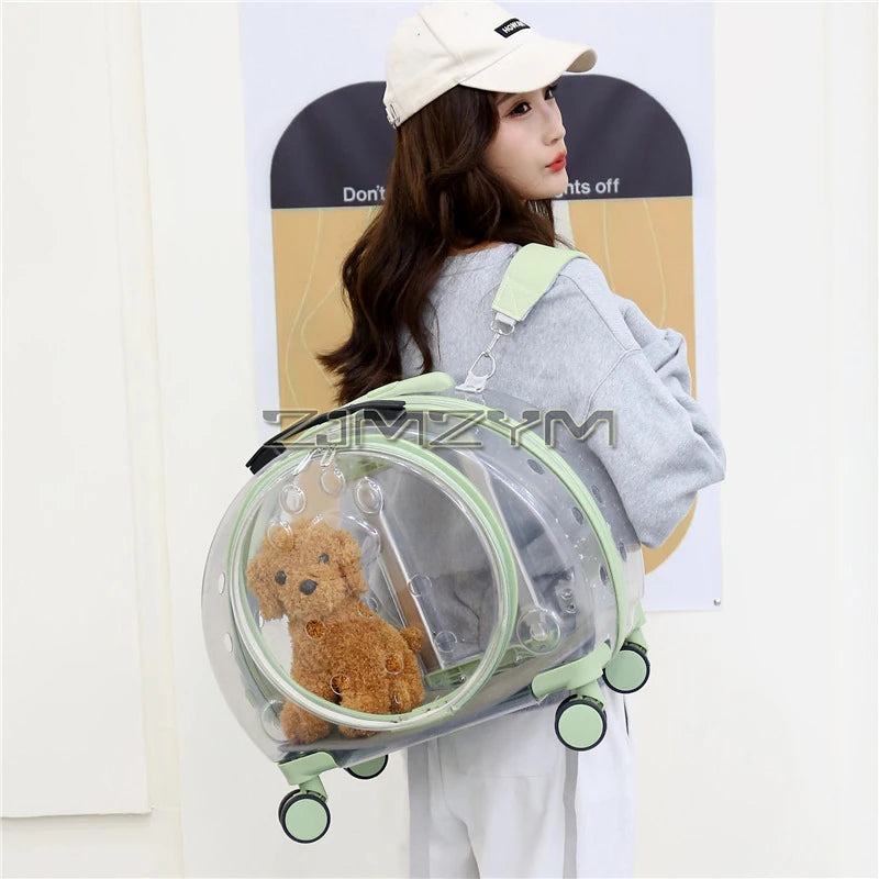 Bubble Pet Carrier Backpack with Wheels & Round Front Opening