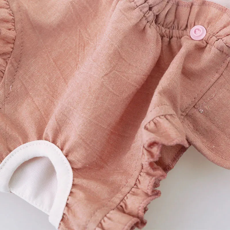 Ruffle-Trim Pet Sanitary Pants with Bow Suspenders