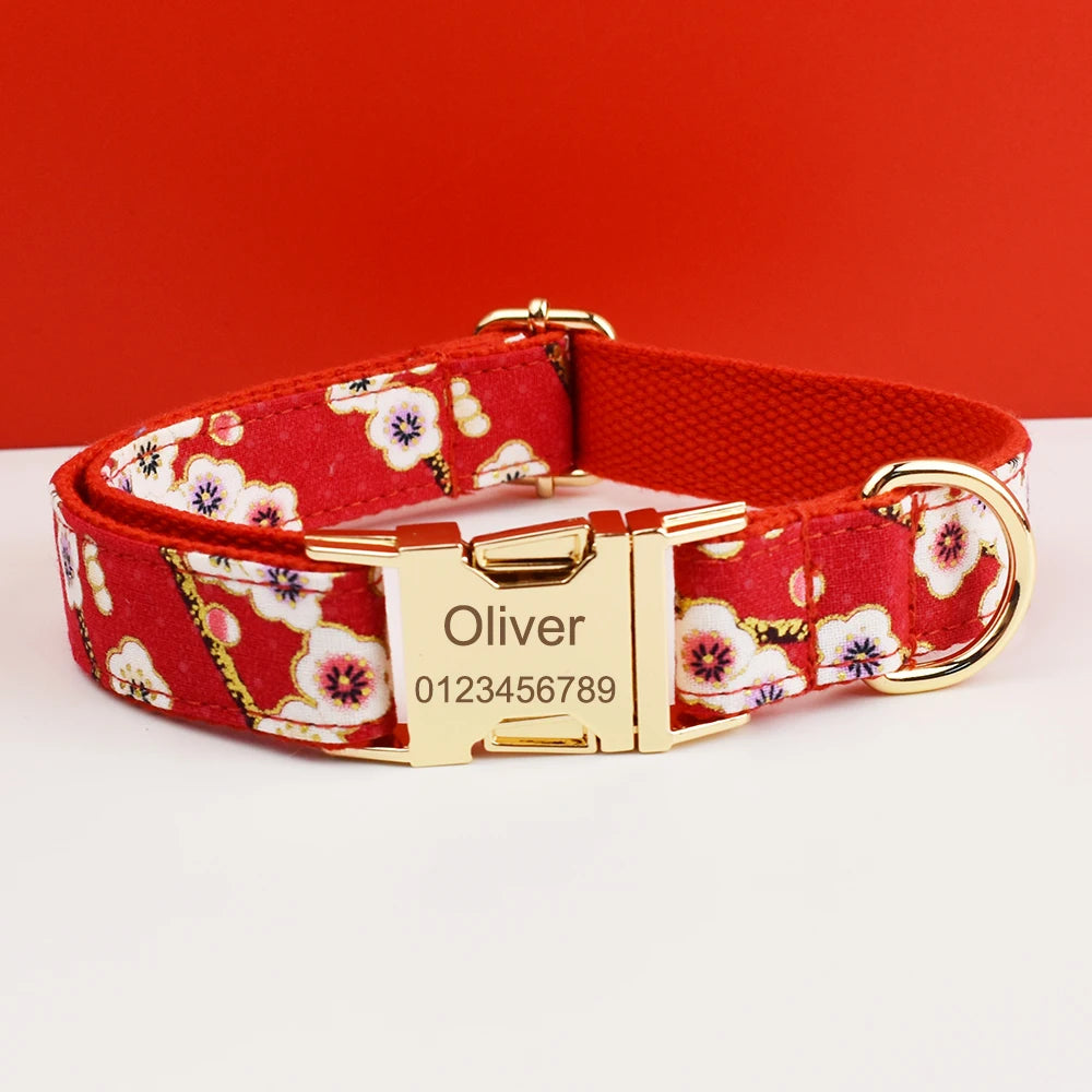 Printed Dog Collar with Gold-Tone Buckle