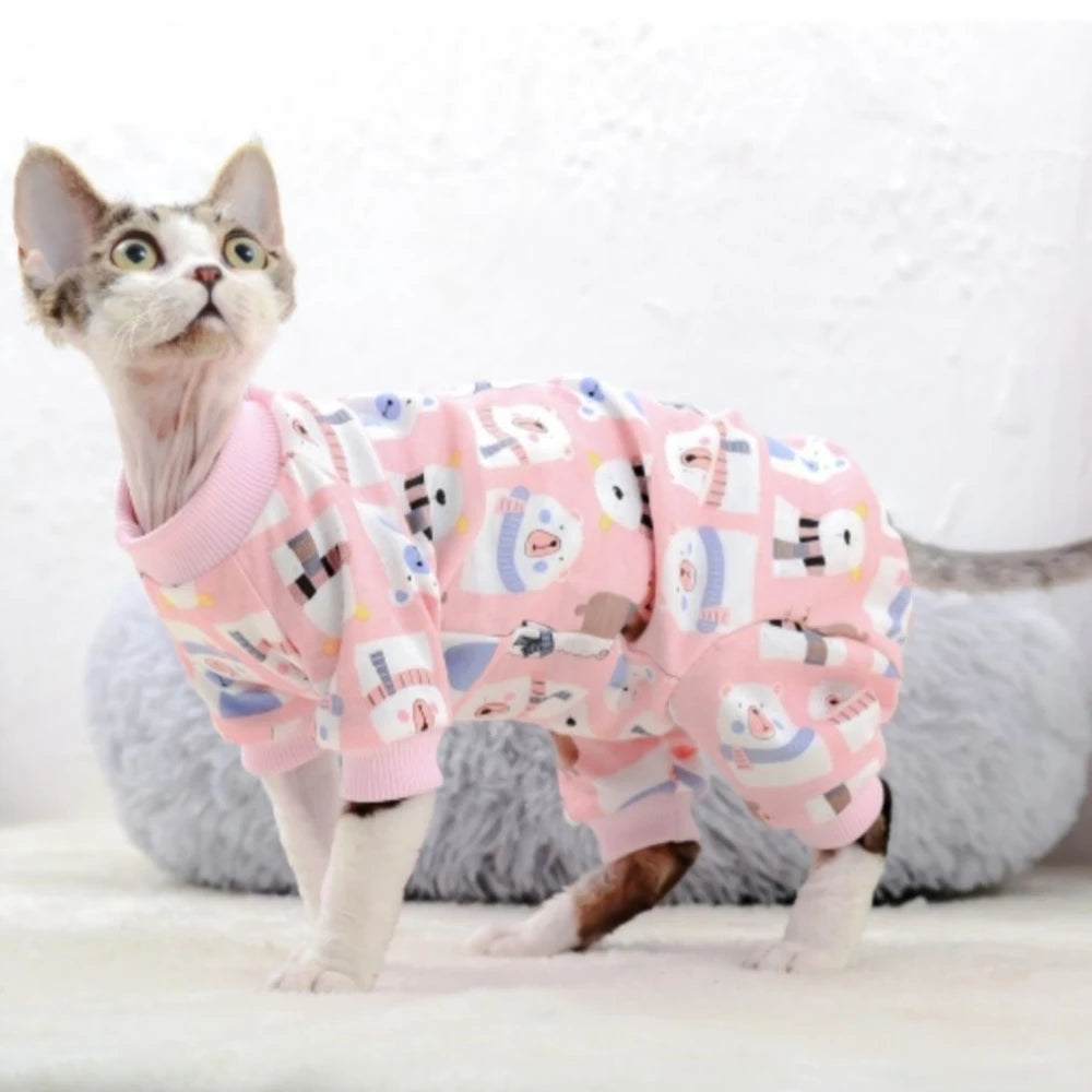 Cartoon-Print Cotton Cat Jumpsuit