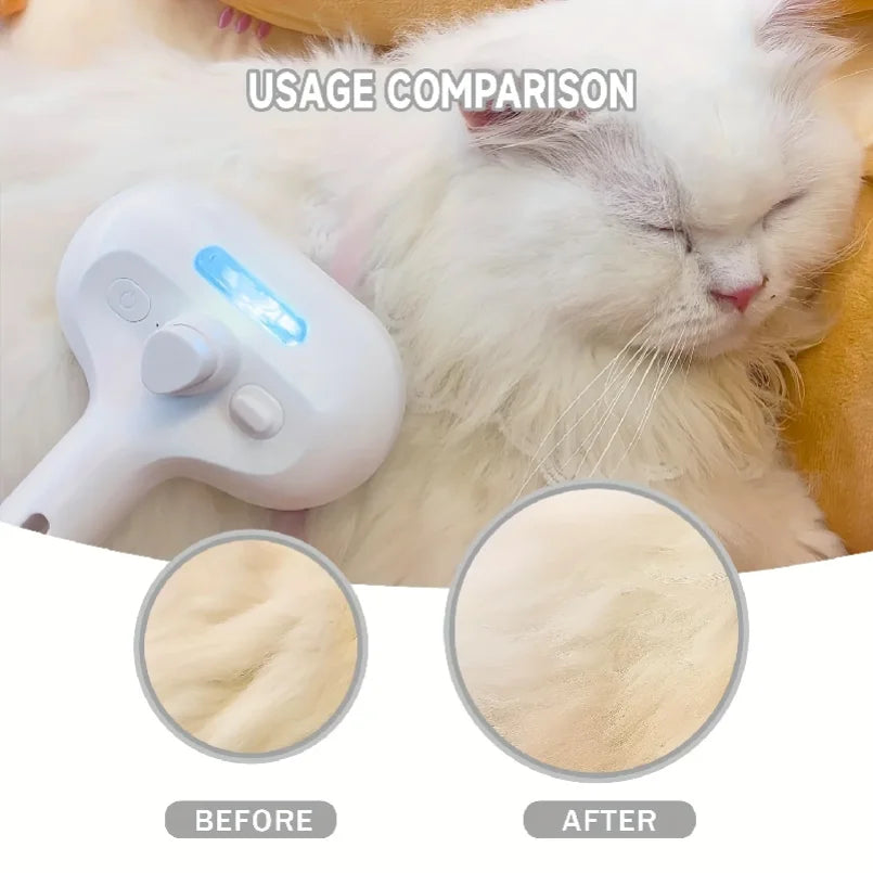 Rechargeable Misting Pet Grooming Brush, White, 1 or 2 Pack