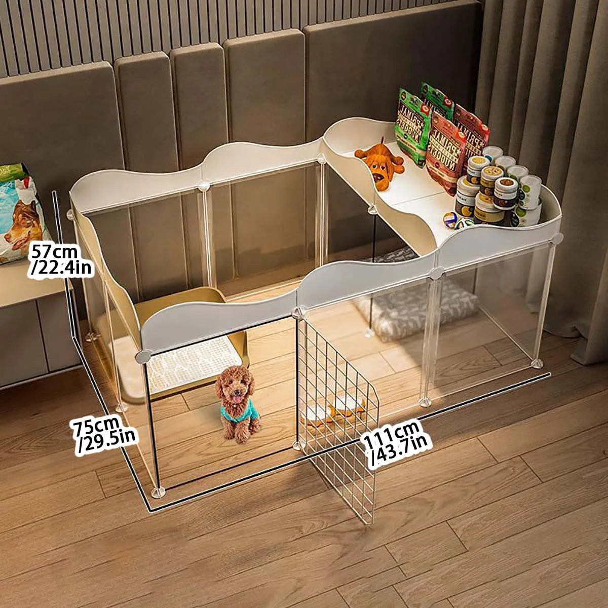 White Modular Indoor Dog Playpen, DIY Panel Enclosure