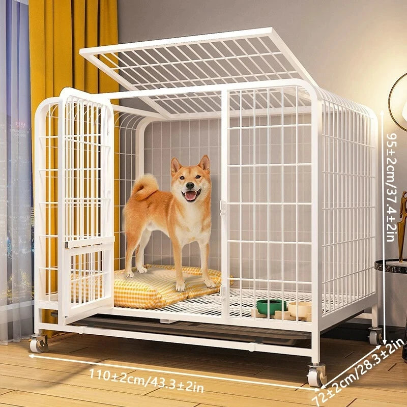 BOOTEELY Metal Dog Crate with Wheels & Opening Top, Black or White
