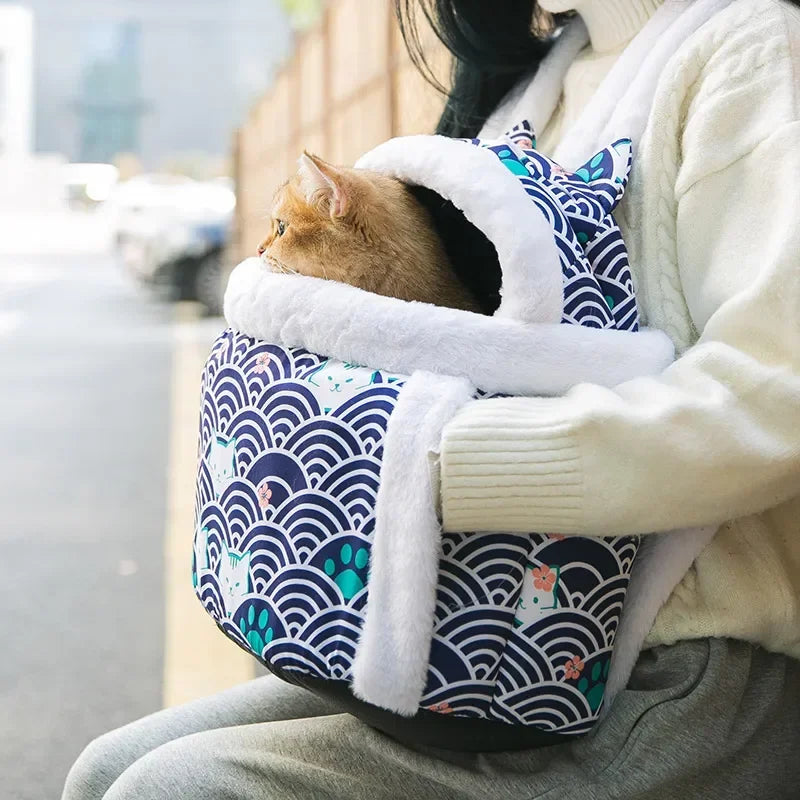 Plush Front Pet Carrier for Cats & Small Dogs