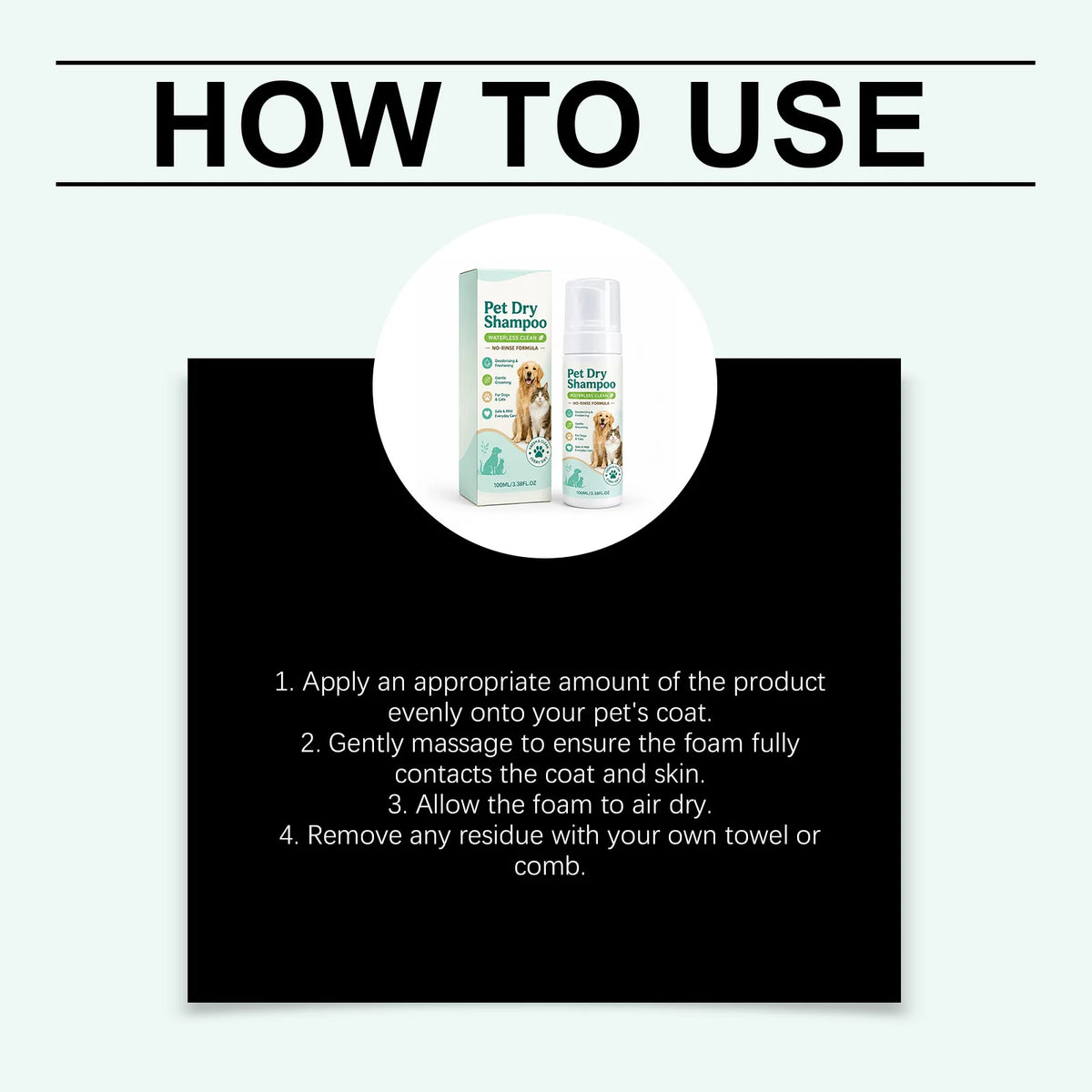 Pet Dry Shampoo Foam, 100 ml, Boxed