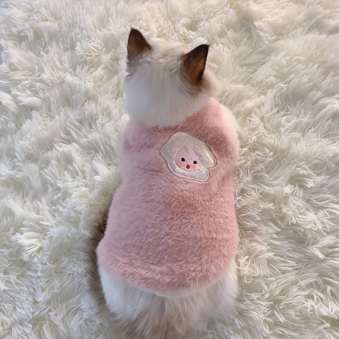 Fluffy Sheep-Patch Cat Vest