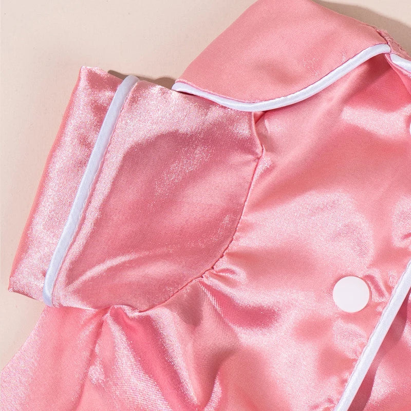 Satin-Look Pet Pajama Shirt with Contrast Piping