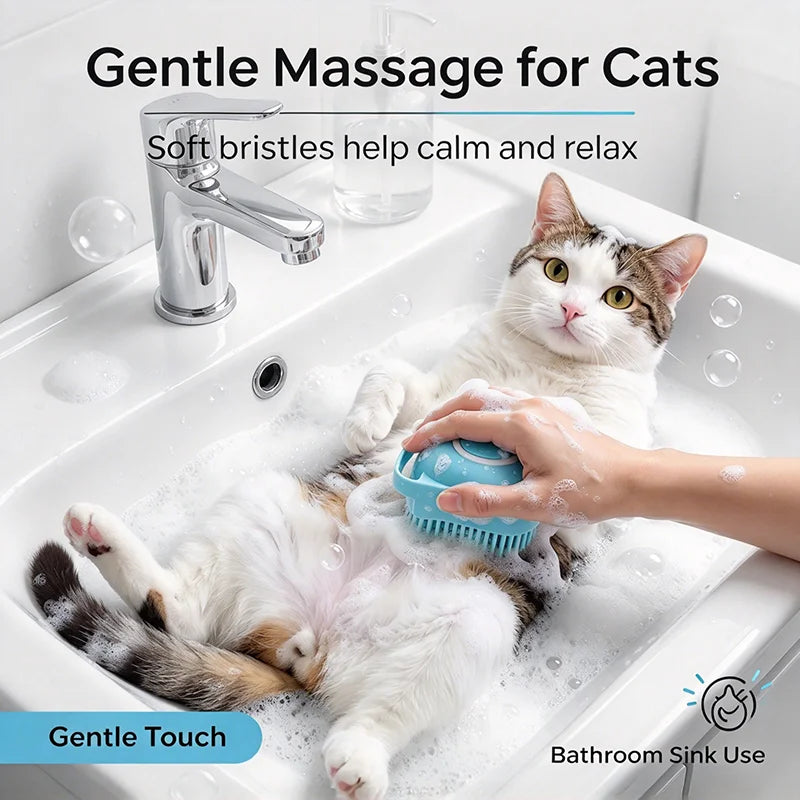 Pet Bathing Brush with Built-In Shampoo Dispenser