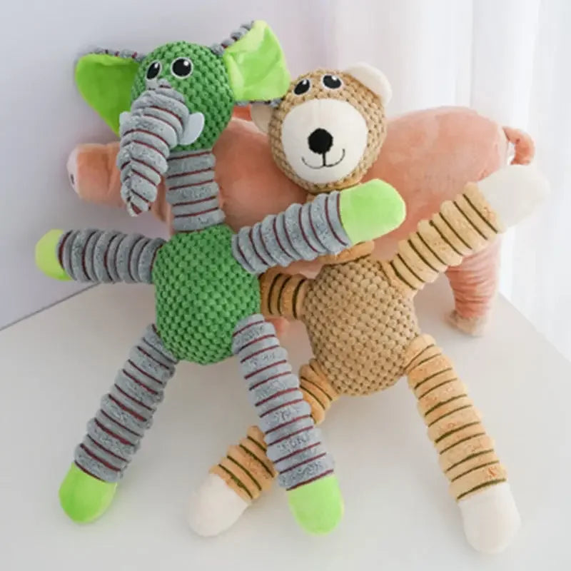 Long-Limbed Squeaky Plush Dog Toy, Three Animal Options