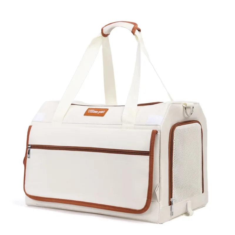 Detachable Rolling Cat Carrier with Mesh Panels