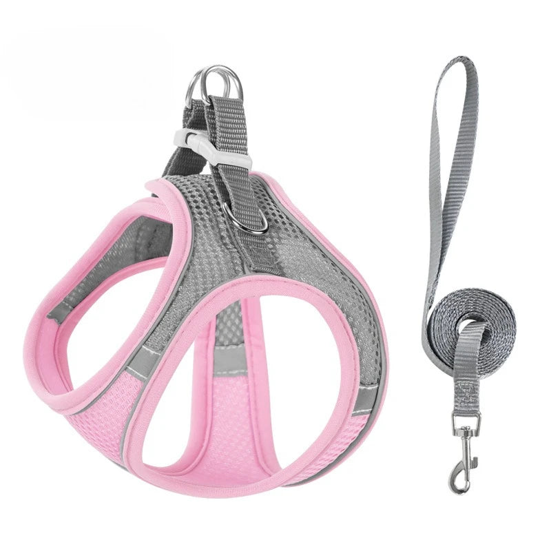 Reflective-Trim Pet Vest Harness & 1.5 m Leash Set