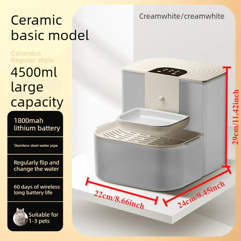 4.5L Tilting Pet Water Dispenser with Ceramic Bowl