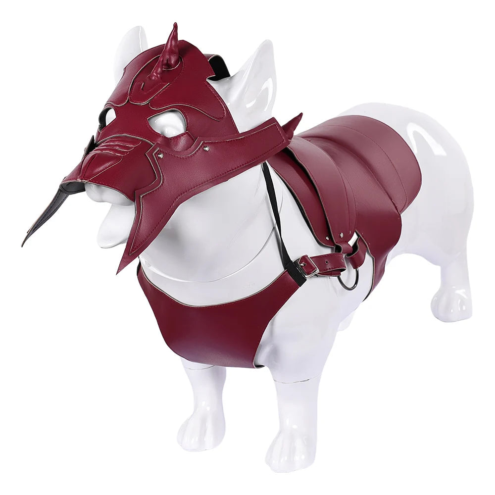 Burgundy Fantasy Armor Pet Costume with Mask