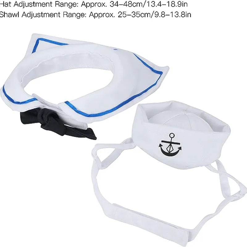 White Sailor Hat & Cloak Pet Costume