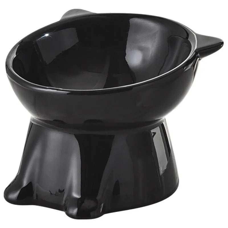 Tilted Raised Cat Bowl in Black or White