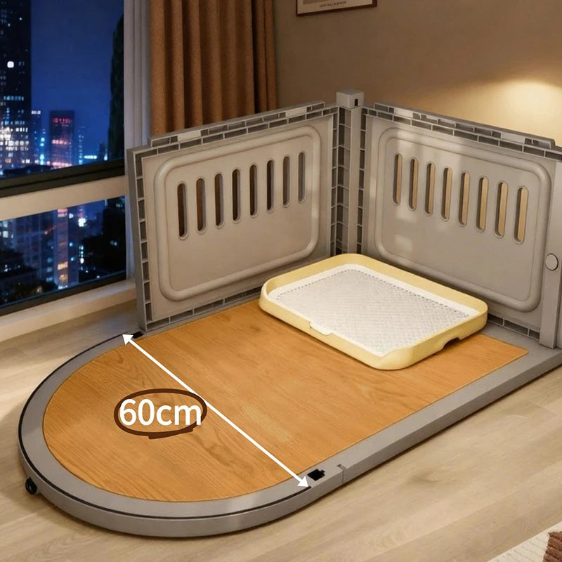 Curved-Panel Indoor Dog Kennel with Wheels, Cage Only