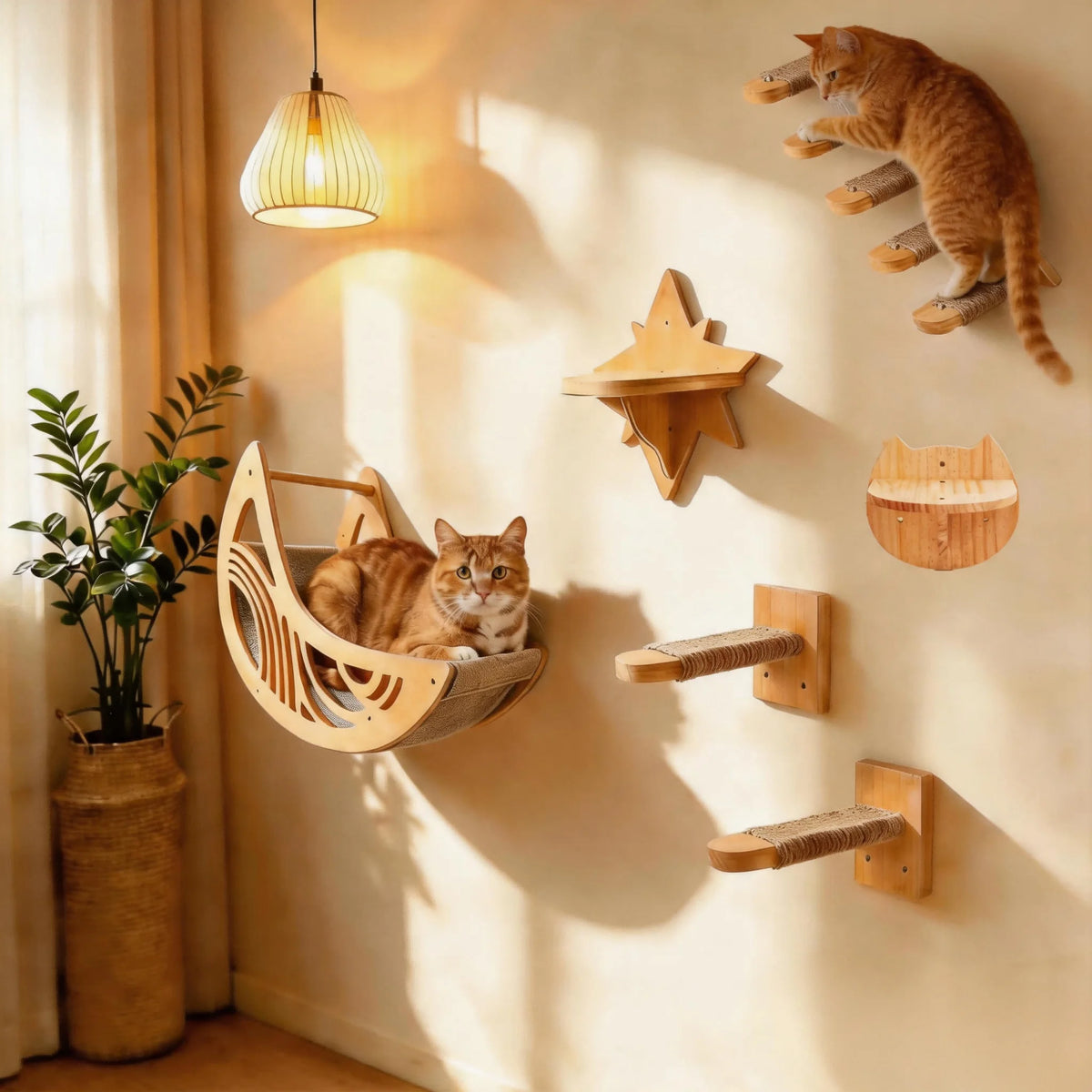 Wall-Mounted Cat Shelves, Steps & Lounging Options