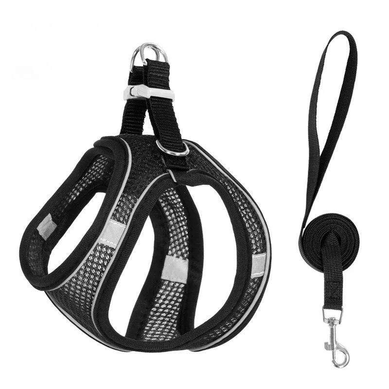 Reflective-Trim Pet Vest Harness & 1.5 m Leash Set