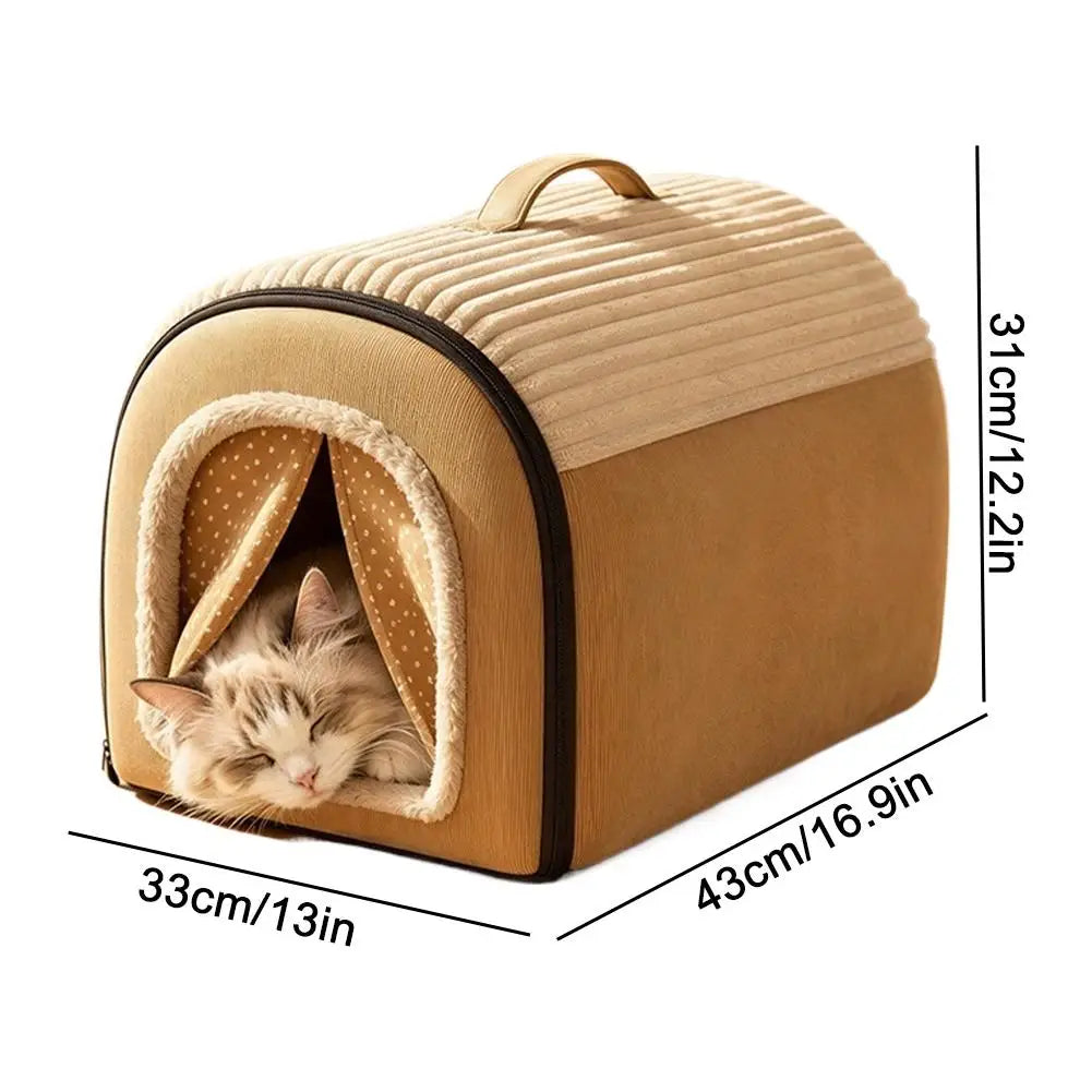 Covered Pet Tent Bed with Door Curtain