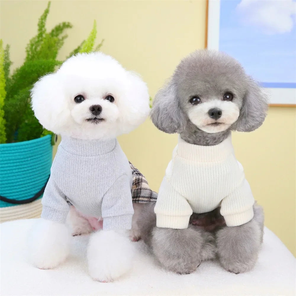 Plaid-Skirt Pet Dress with Decorative Back Patch