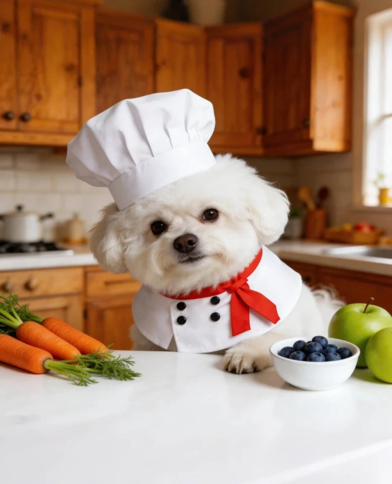 Chef Costume for Cats & Dogs with Red Scarf Detail