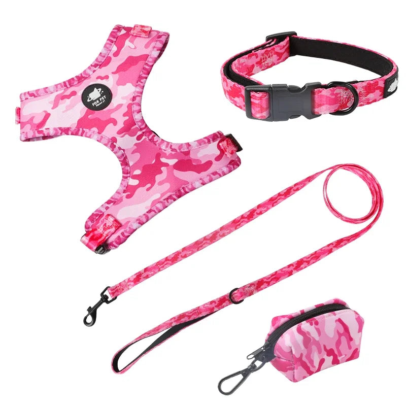 Printed Dog Harness & Coordinating Walking Accessory Set