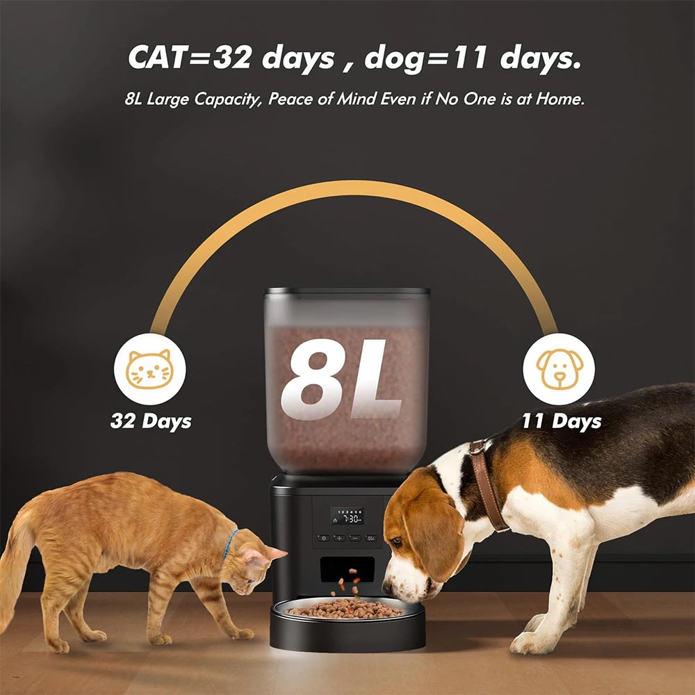FURPIPI Automatic Pet Feeder with Button Controls, 4L or 8L