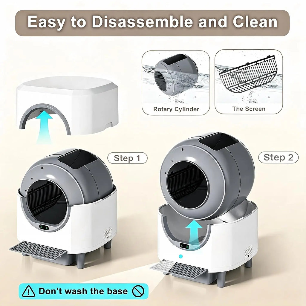 App-Controlled Self-Cleaning Cat Litter Box with Waste Drawer