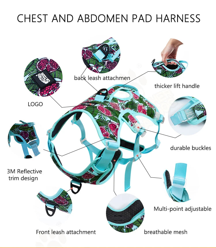 Adjustable Padded Nylon Dog Harness with Reflective Details