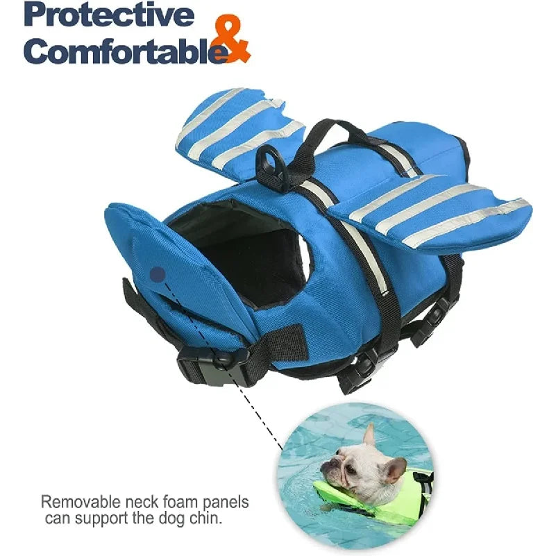 Adjustable Dog Swim Vest with Chin Panel & Grab Handle