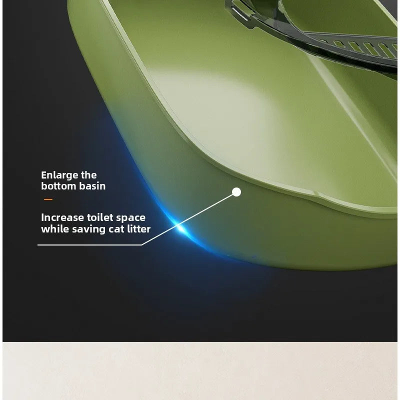 Open-Top Cat Litter Tray with Translucent Splash Guard