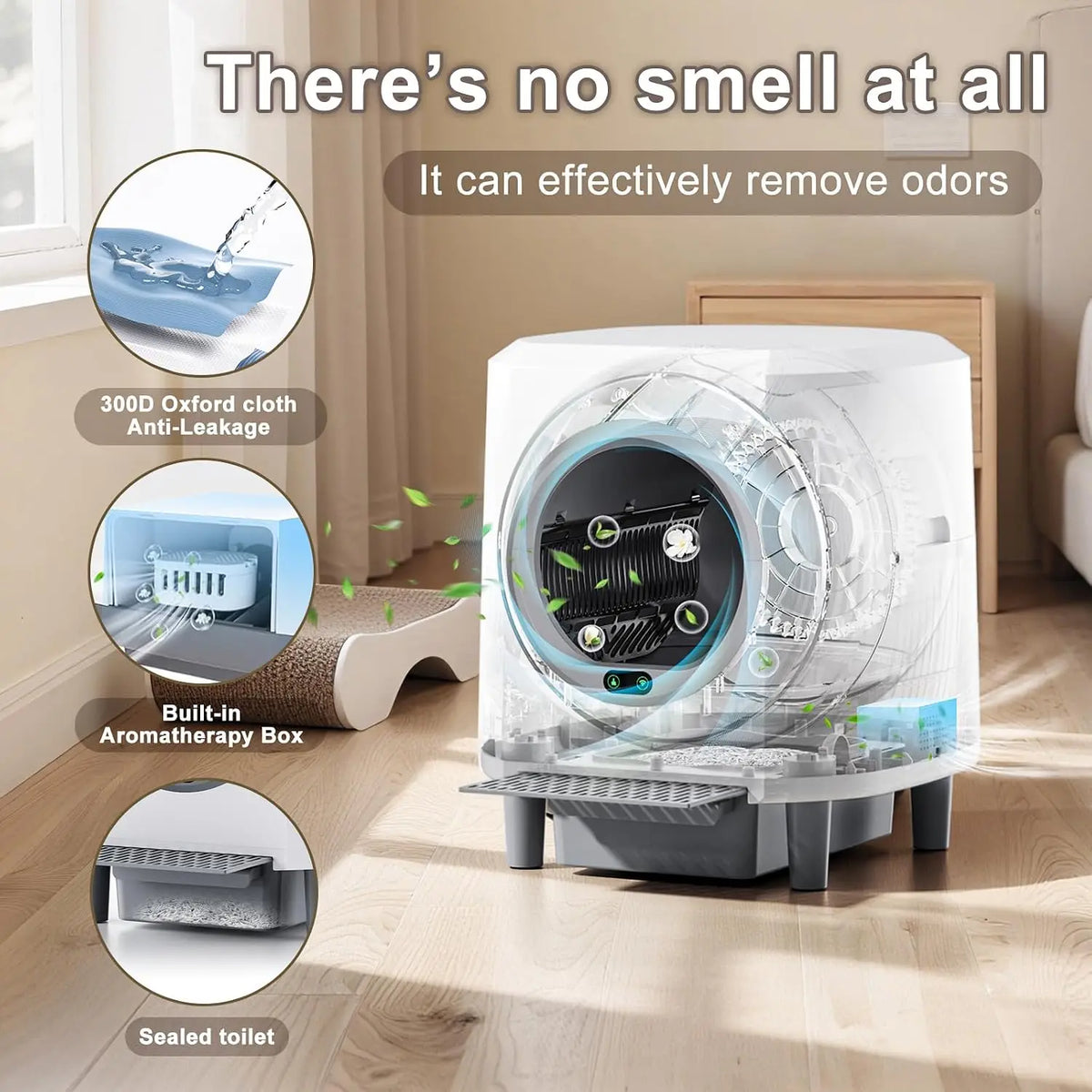 App-Controlled Self-Cleaning Cat Litter Box with Waste Drawer