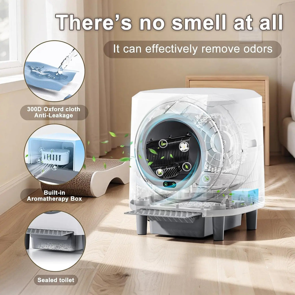 App-Controlled Self-Cleaning Cat Litter Box with Waste Drawer