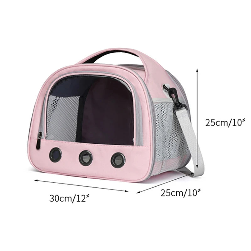 Compact Small-Pet Carrier with Clear Window & Mesh Sides