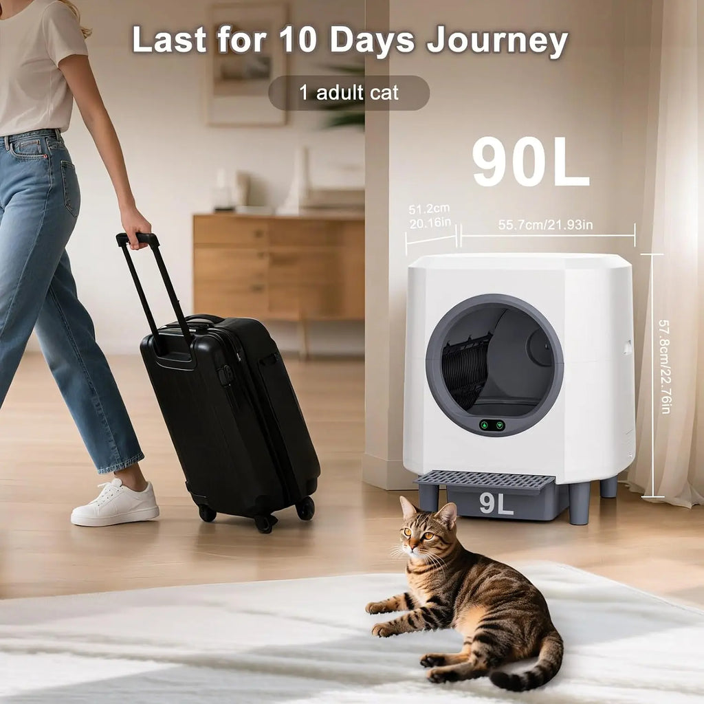 App-Controlled Self-Cleaning Cat Litter Box with Waste Drawer